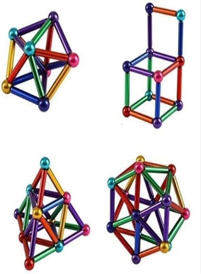 ELOTES Magnetic Building Blocks STEM Toy Set | 63 PCS Colorful Magnet Sticks & Metal Balls | Best Educational Construction Toy for Kids & Adults | Improves Creativity, Focus, Logical Thinking & Stress Relief - Image 4